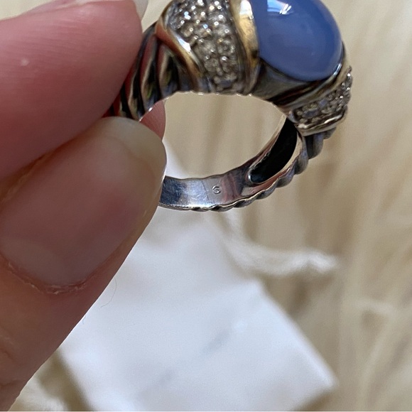 David Yurman Large Chalcedony Diamond Ring - Picture 6 of 12